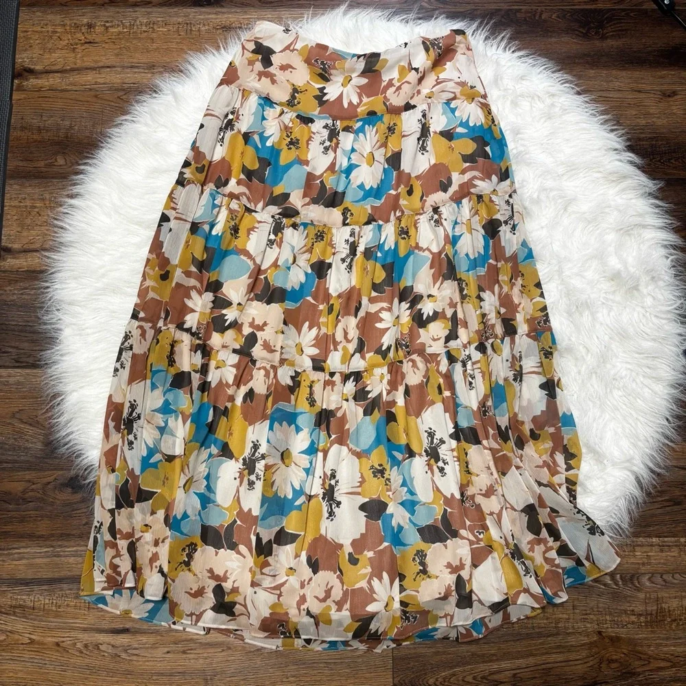 Ralph Lauren Black Label Floral Tiered Maxi Skirt in size 4 Petite